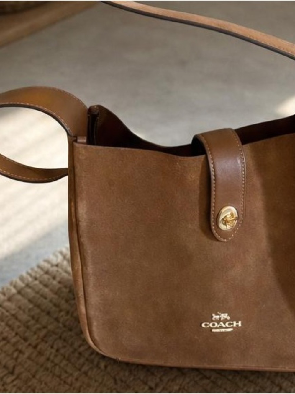 Coach Suede Hobo Shoulder Bag in Tan and Brown - Picture 8 of 8